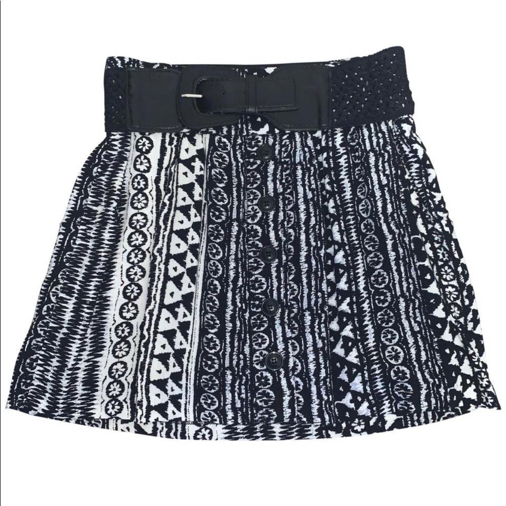 Front Button Skirt With Removable Belt